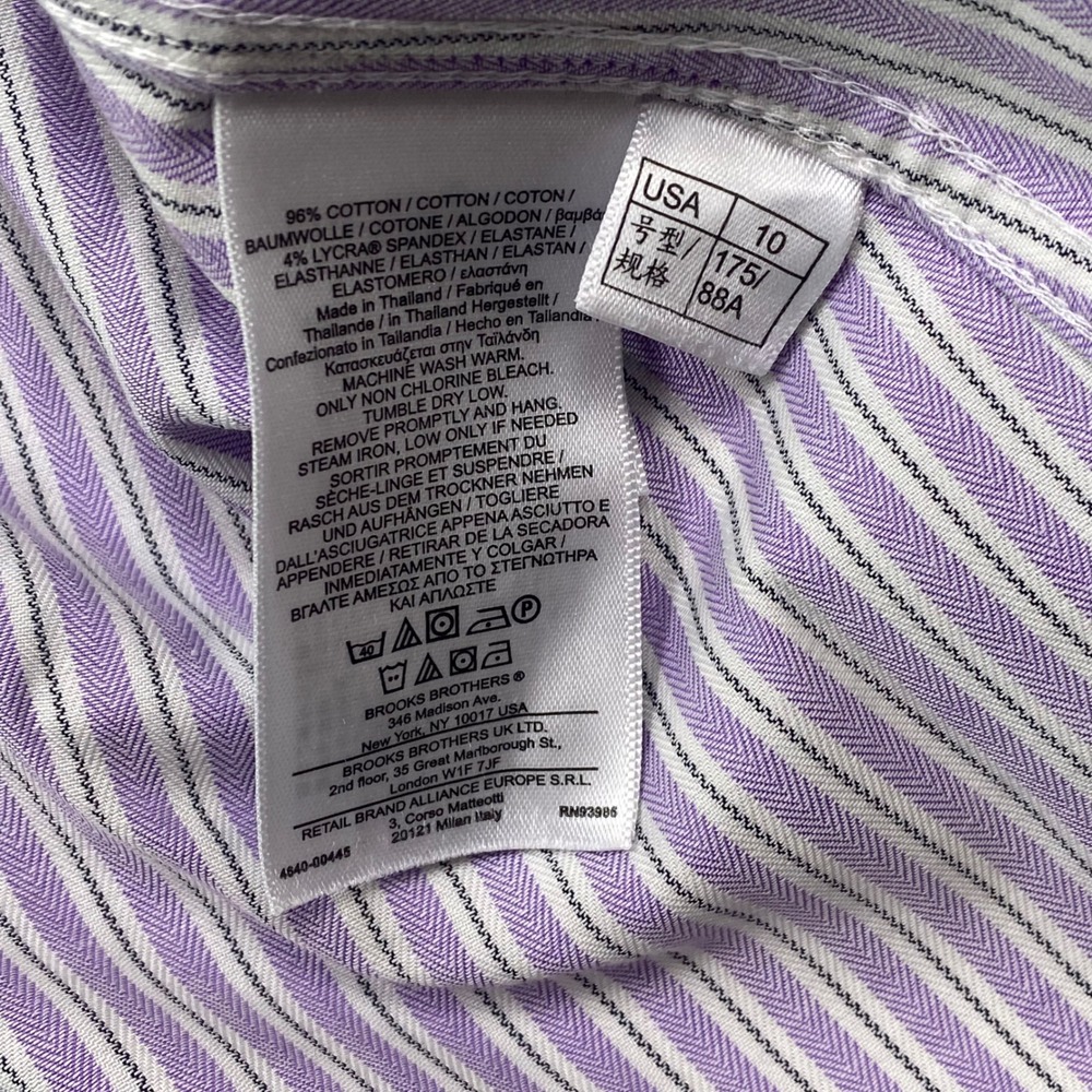 Brooks Brothers Womens Purple Striped Non-Iron Fitted Stretch Shirt Size 10 - Picture 6 of 16